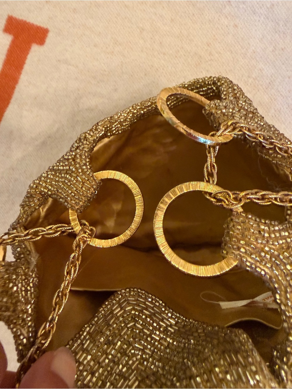 Walborg Gold Beaded Clutch with Chain Strap - Picture 12 of 13